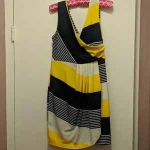 Esley yellow and Navy blue striped dress